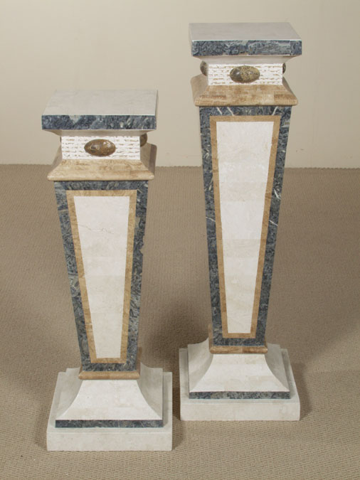 7-206-4-70-42 - 42 In. High Michaelangelo Pedestal, White Ivory Stone with Woodstone, Light Greystone and Snakeskin Stone